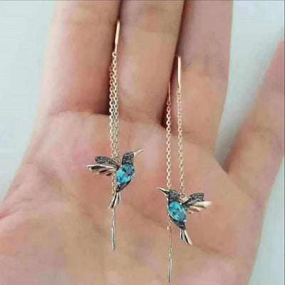 Boucles d'oreilles oiseaux en zirconium mixte