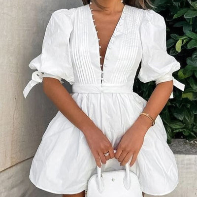 Robe courte pour femme avec boutons décoratifs - Mirella