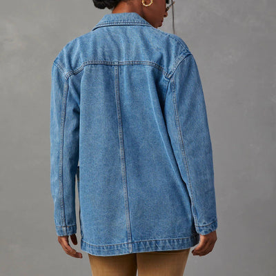 Veste de style blazer en denim délavé pour femme - Yalina