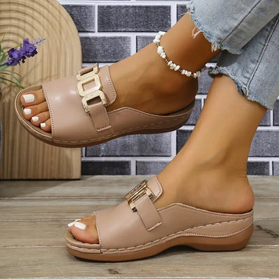 Sandales pour femmes avec boucle en métal à enfiler - Elena