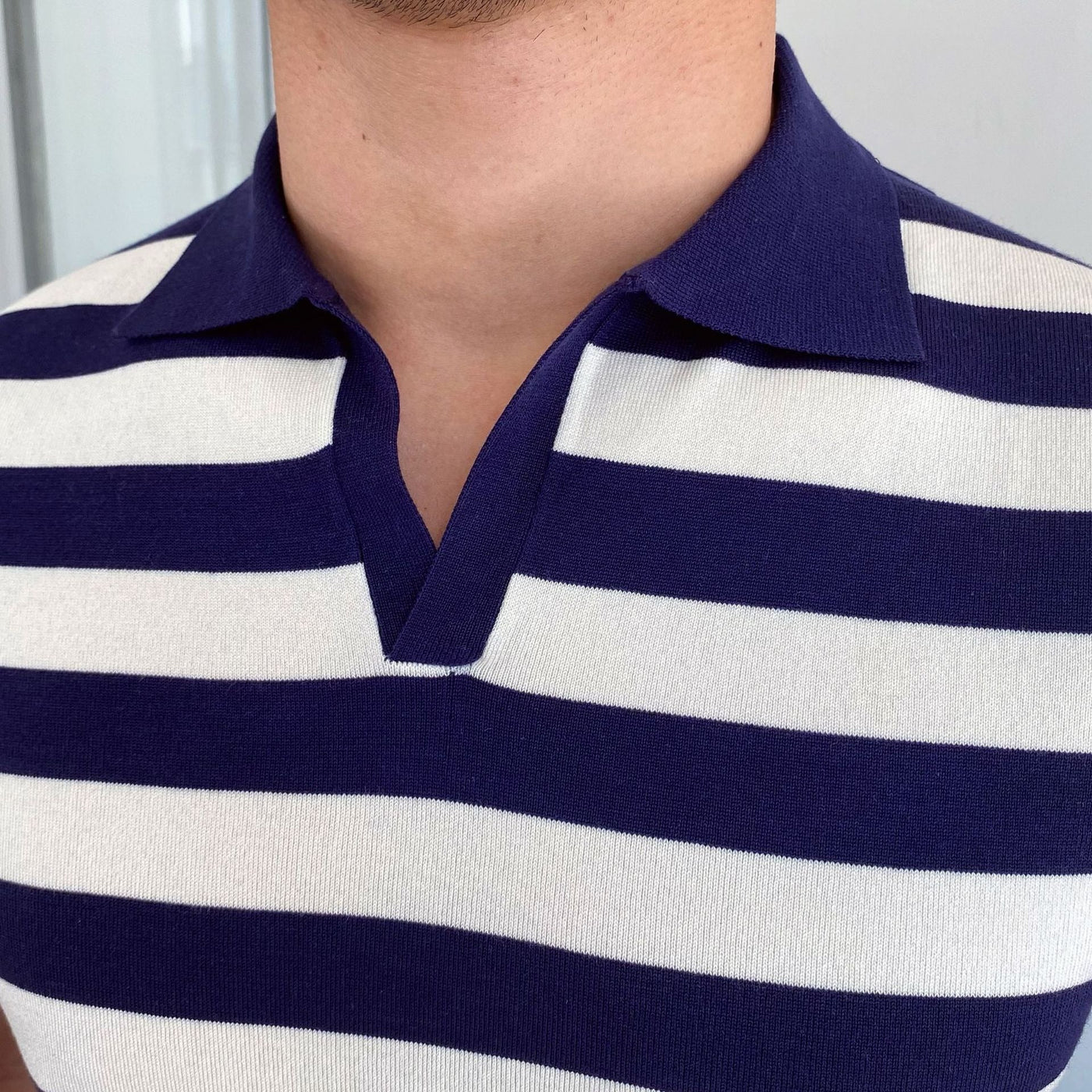 T-shirt à larges rayures pour hommes, style polo ajusté - Adrian