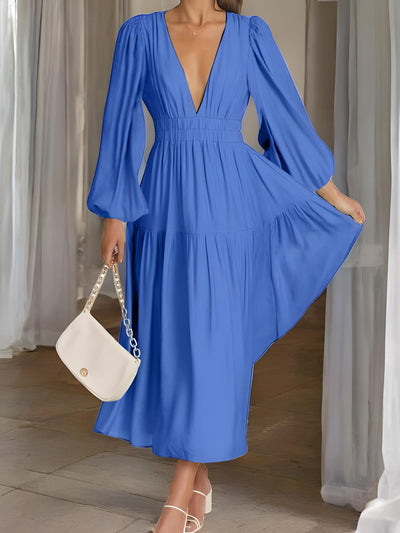 Léonie - Maxi-robe à manches ballon et décolleté en V