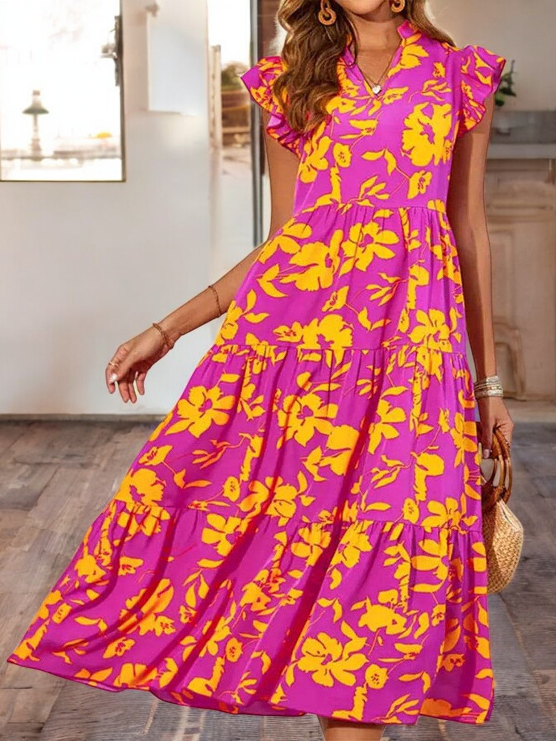 Ophélie - Robe d'été élégante avec manches à volants