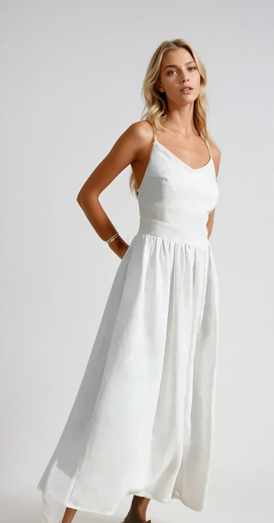 Hélène - Elegantes Luxuriöses Sommerkleid aus Baumwolle