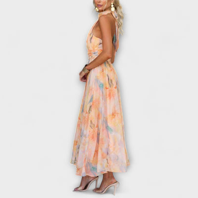 Ambre | Robe maxi aquarelle dos nu