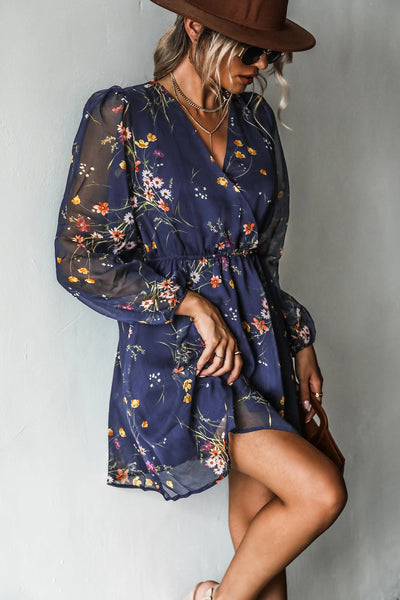 Robe courte en mousseline à imprimé floral