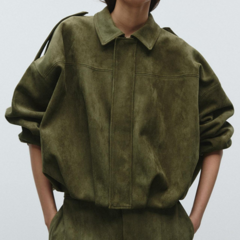 Veste oversize en daim pour femme | Chaude