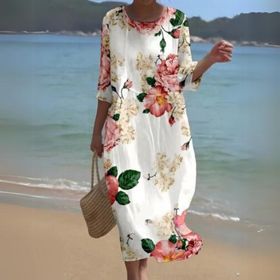Colette - Robe midi élégante et intemporelle avec ceinture à la taille
