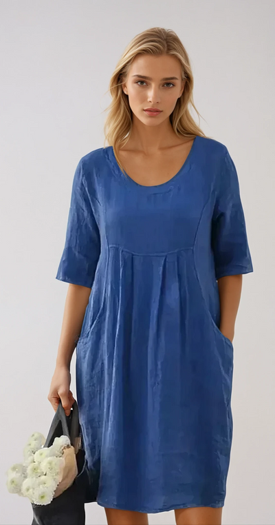 Inès - Robe décontractée en coton mélangé à coupe ample