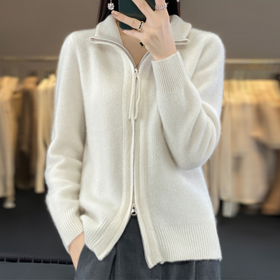 Atelier de Roche™ | Cardigan zippé en cachemire 100% laine