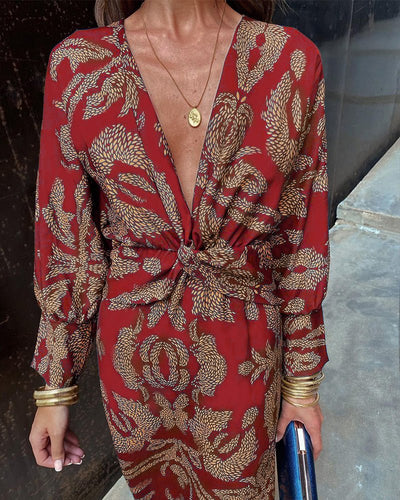 Éléa - Robe d'été chic col V pour femme