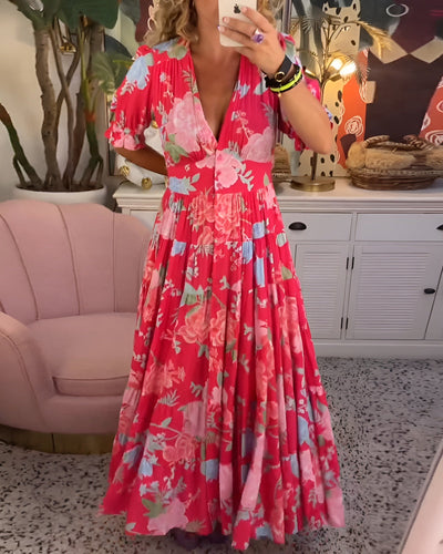 Tessa | Robe élégante avec imprimé floral et décolleté en V