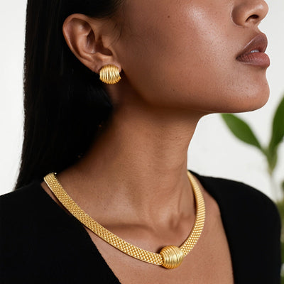 Ensemble élégant 3 pièces – Collier, bracelet et boucles d’oreilles motif coquillage