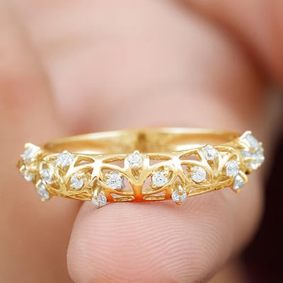🇫🇷 Bague en or 18K au design tressé floral