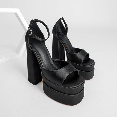 Sandales à talons larges en satin pour femmes - Valeria