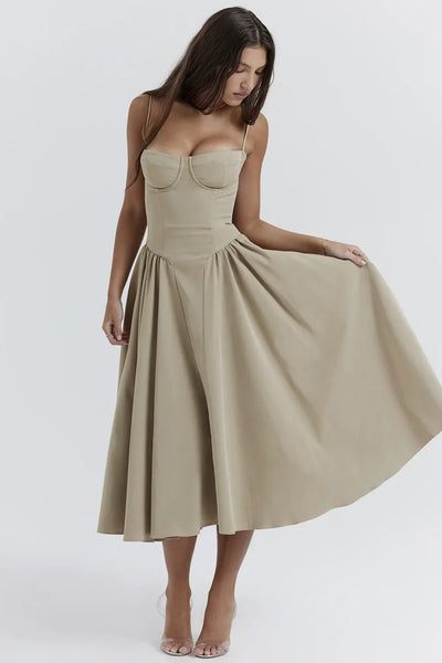 Tulum – Robe Midi Bustier Sans Manches