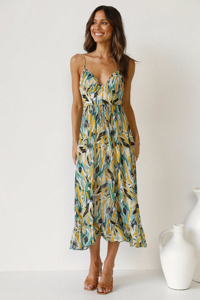 Solène - Robe midi en tissu fluide avec décolleté en V