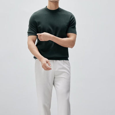 T-shirt homme en coton mercerisé, col rond, style minimaliste - Hugo