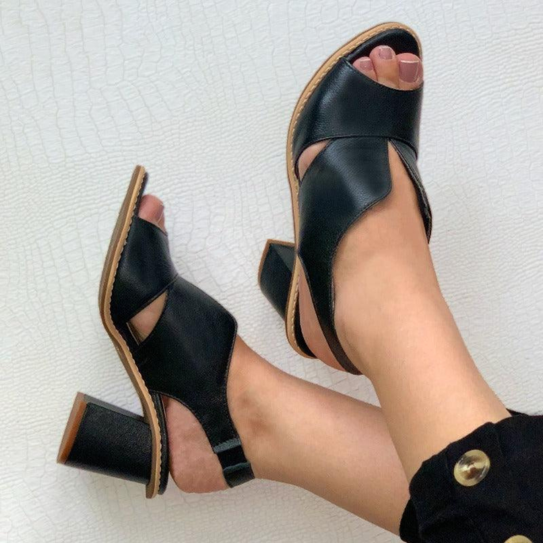 Loxie | Sandales d'été A Talon Pour Femme | Noir