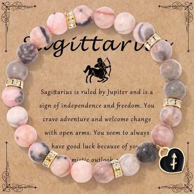 Bracelet Élastique en Pierre Naturelle avec Signe du Zodiaque