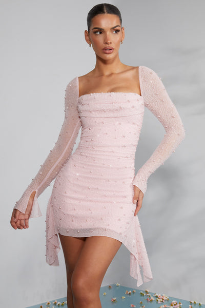 Anaya | Robe Courte en Dentelle avec Perles & Dos Nu pour Femme