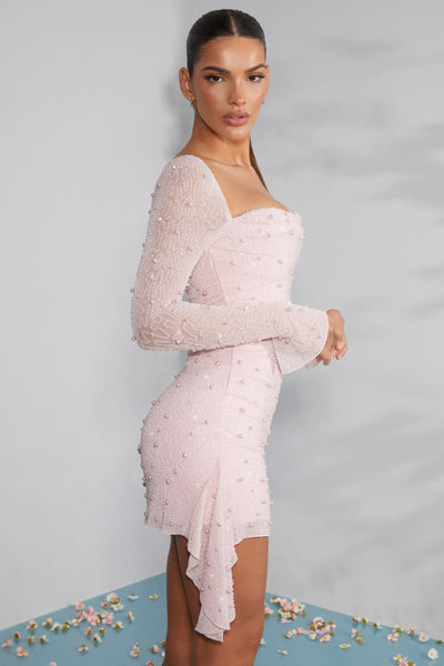 Anaya | Robe Courte en Dentelle avec Perles & Dos Nu pour Femme