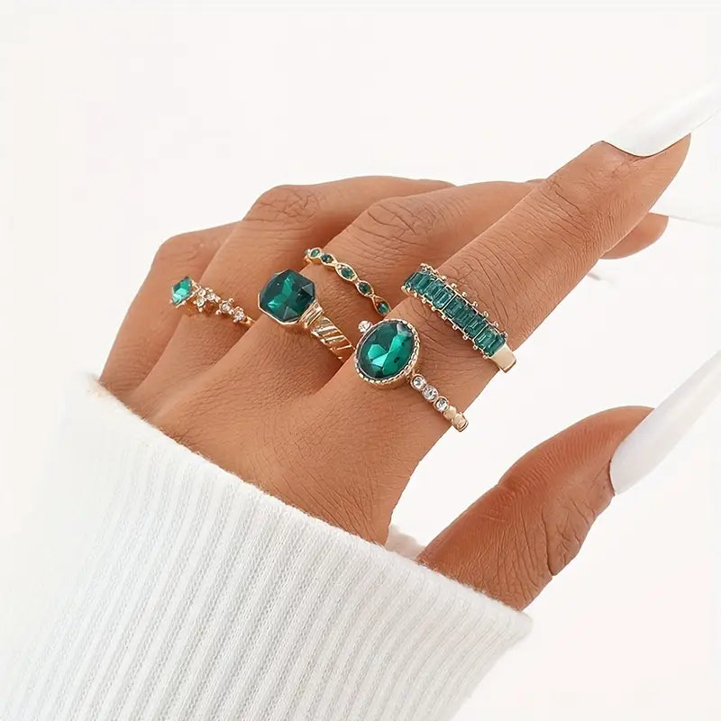 Ensemble de Bagues Émeraude Zarina | Or 18K