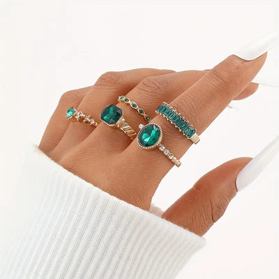 Ensemble de Bagues Émeraude Zarina | Or 18K