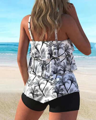 Tankini Mode avec Bretelles Imprimé Deux Pièces