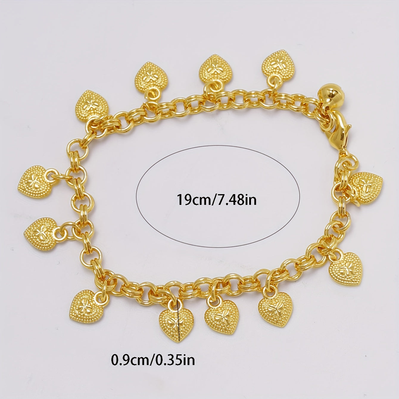 🇫🇷 Bracelet design gipsy français avec petits cœurs en or