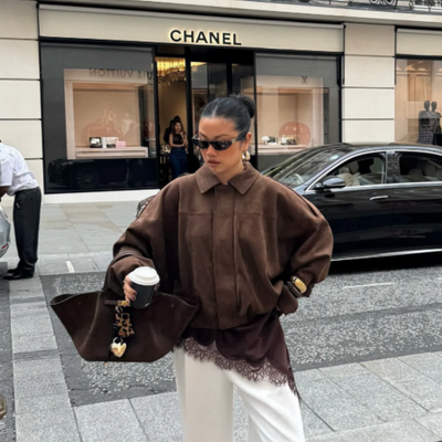 Veste oversize en daim pour femme | Chaude