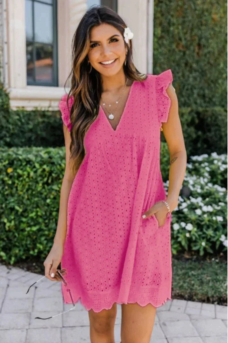 Robe Courte Femme à Motif Œillets