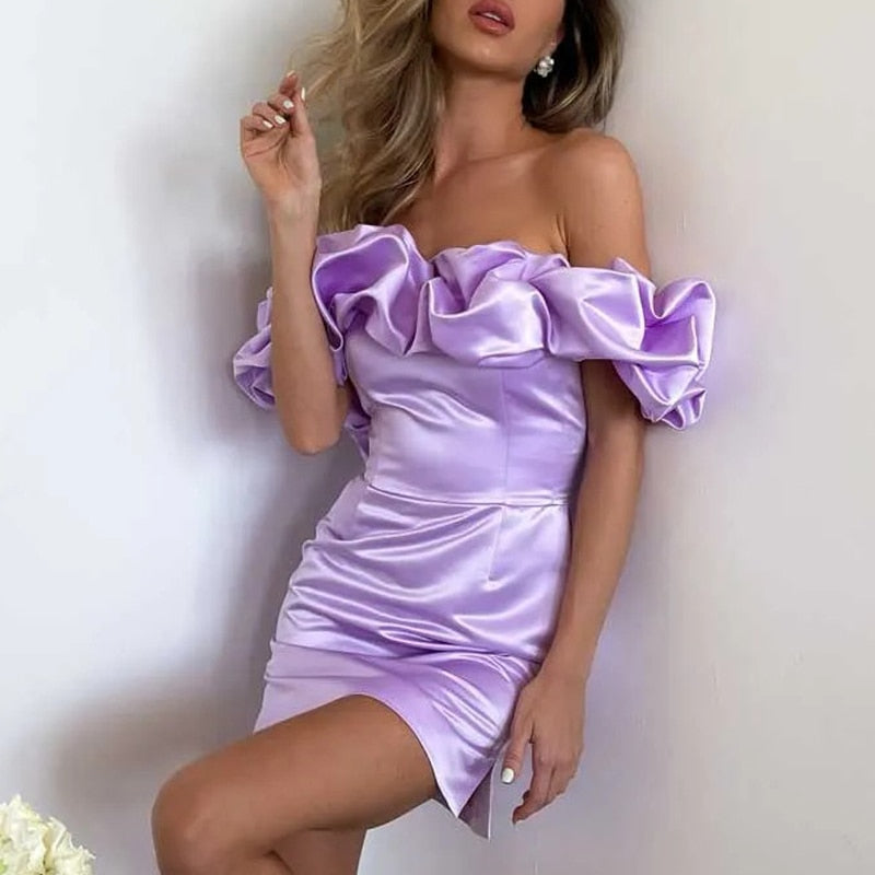 VELAVIE – Femme Robe Asymétrique Longue avec Fente Discrète