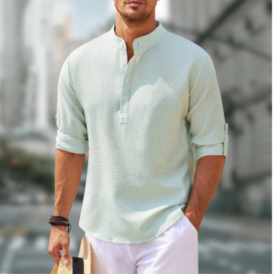 Cassien | Chemise Col Montant Pour Hommes | Manches Longues