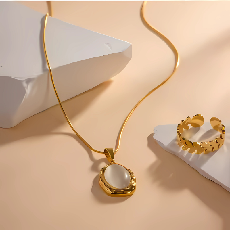 Collier en opale fait main | Or plaqué 14 carats
