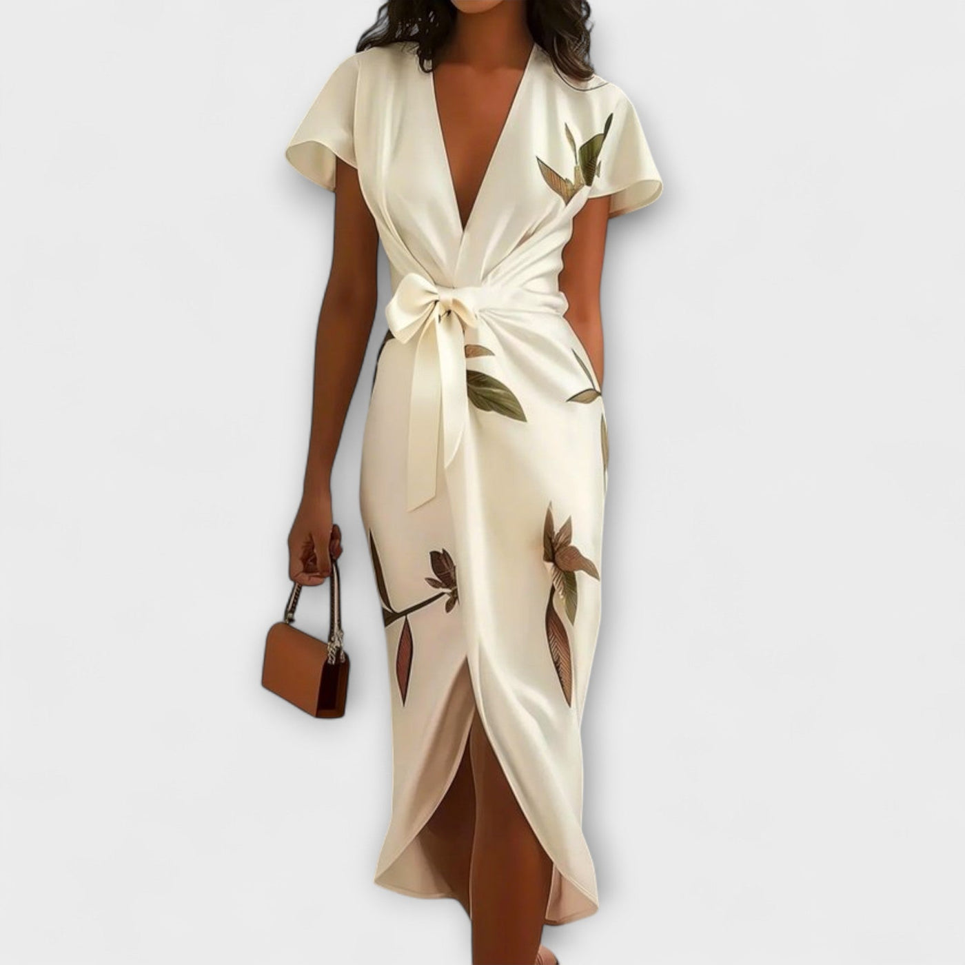 Léa | Robe portefeuille midi imprimée