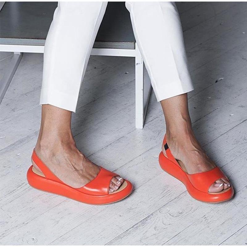 Sandales Slingback à Talon Coin pour Femme avec Bout Ouvert