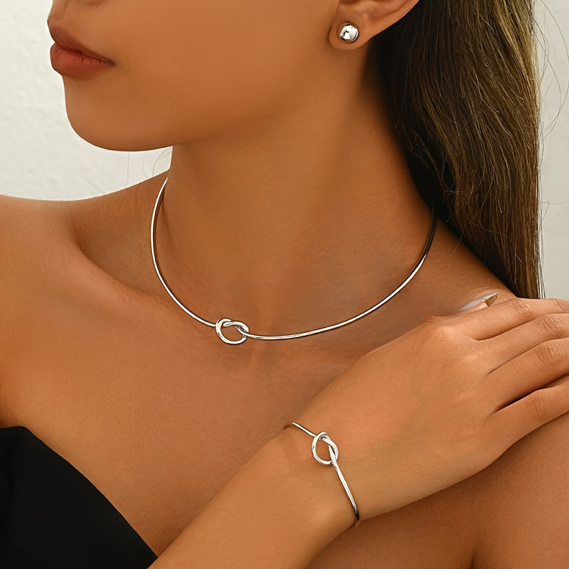 Ensemble élégant 3 pièces – Bracelet, boucles d’oreilles et jonc motif cœur