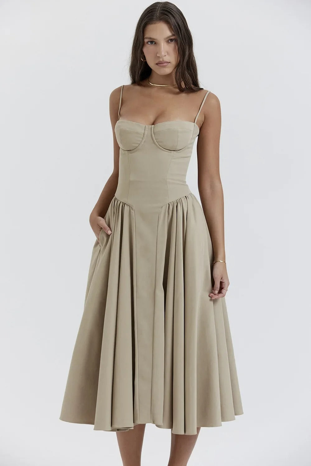 Tulum – Robe Midi Bustier Sans Manches