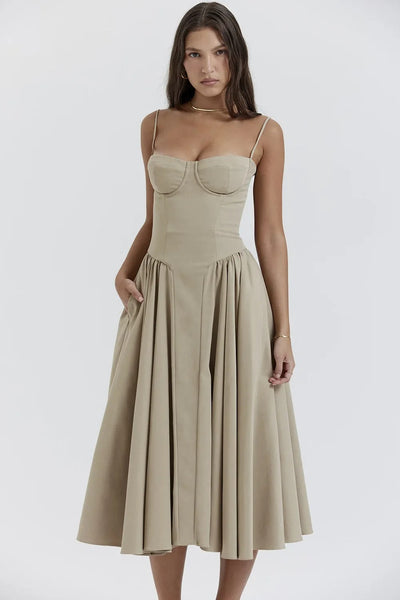 Tulum – Robe Midi Bustier Sans Manches