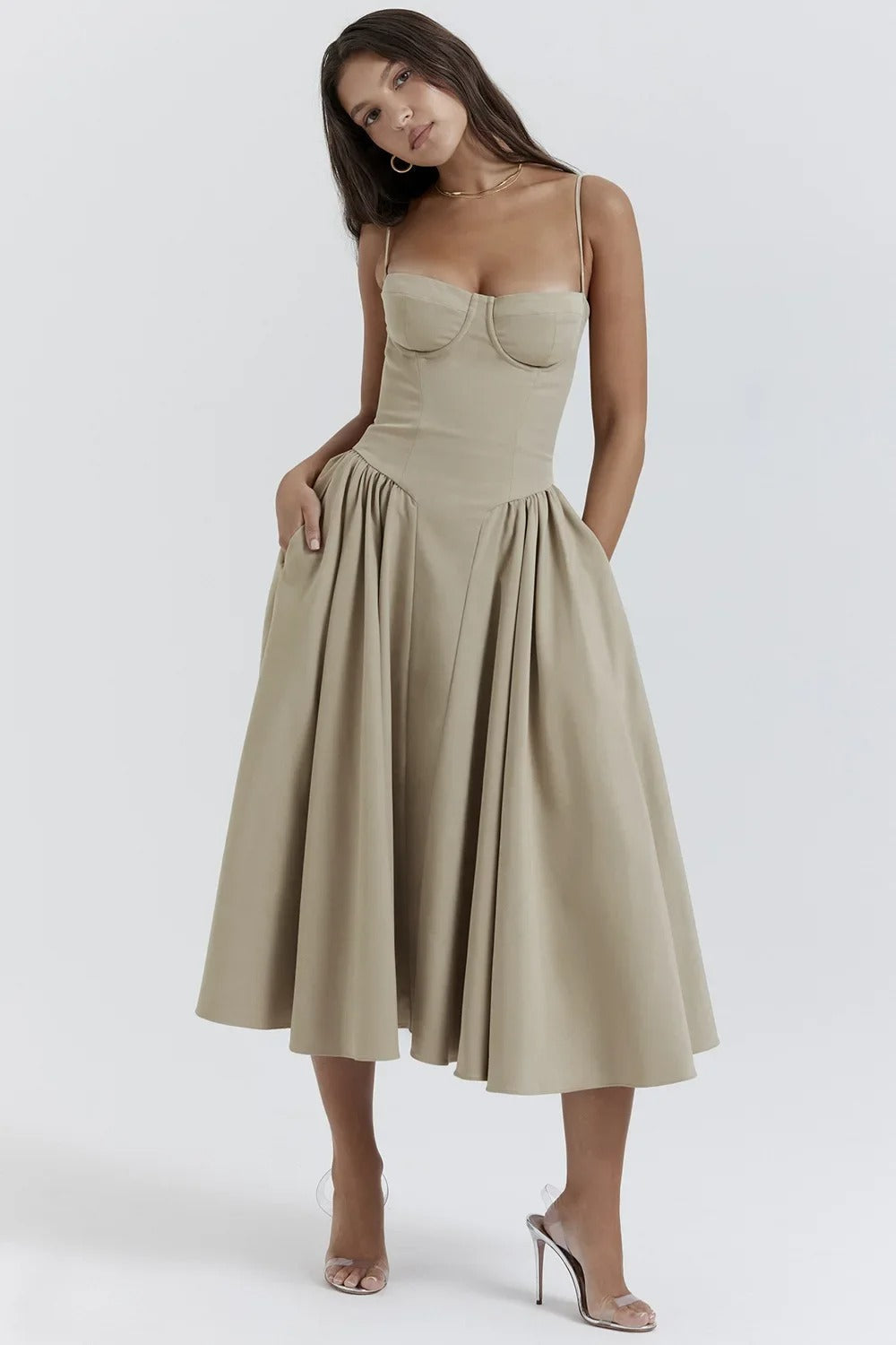 Tulum – Robe Midi Bustier Sans Manches