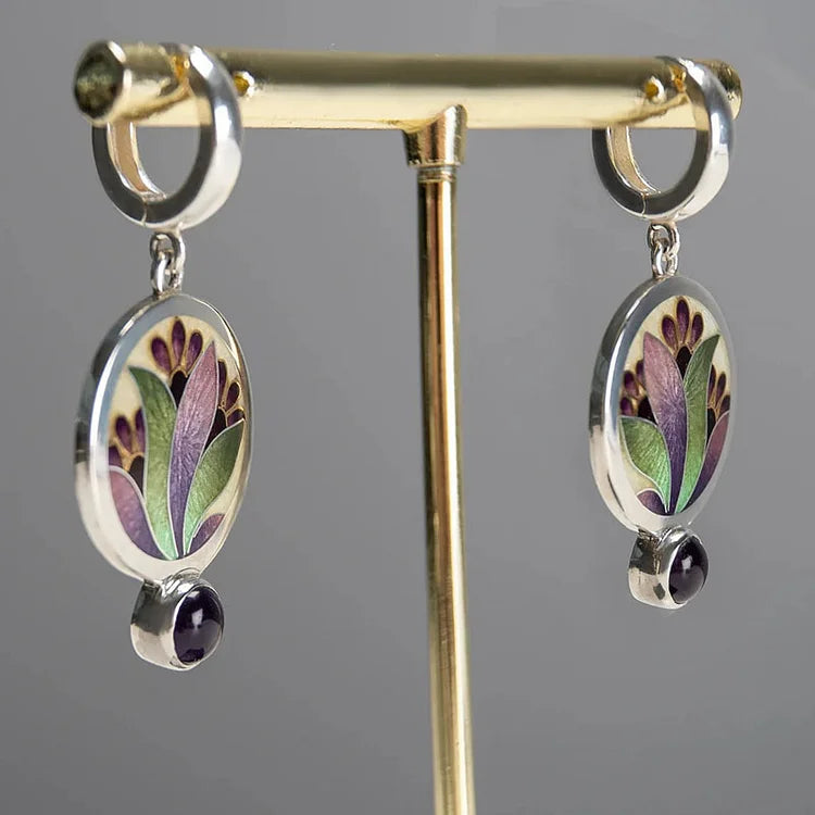 Boucles d'oreilles Boho en argent avec cristaux violets