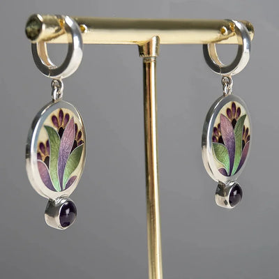 Boucles d'oreilles Boho en argent avec cristaux violets