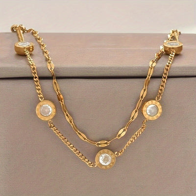 🇫🇷 Bracelet doré double couche style français