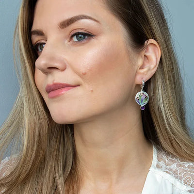 Boucles d'oreilles Boho en argent avec cristaux violets