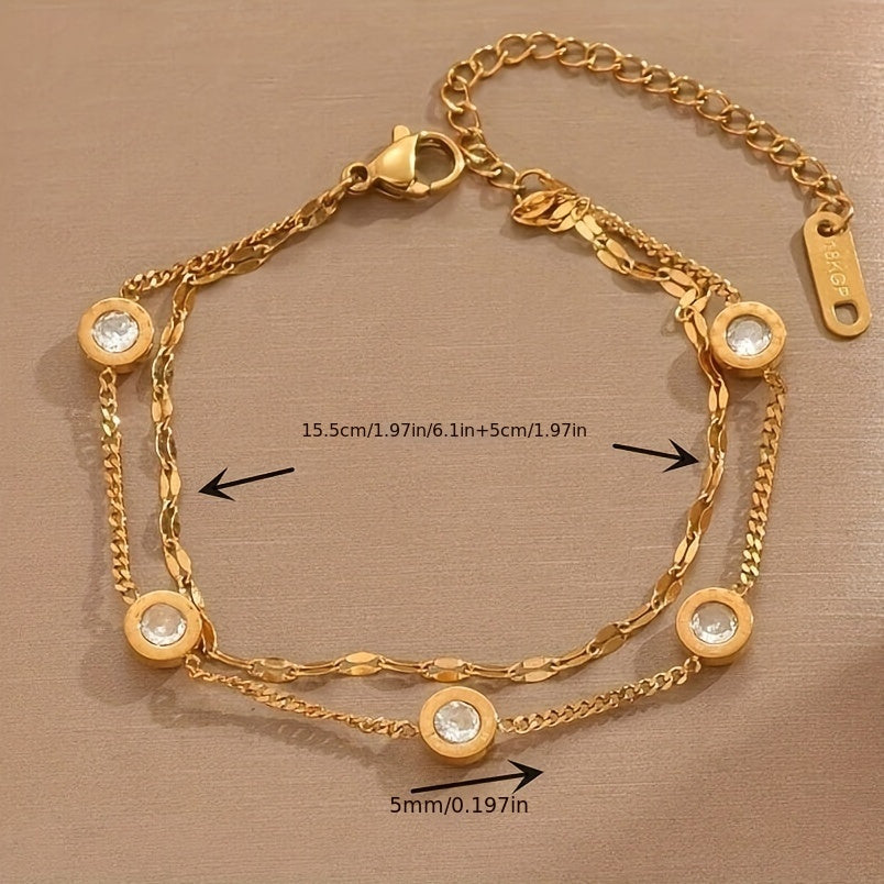 🇫🇷 Bracelet doré double couche style français