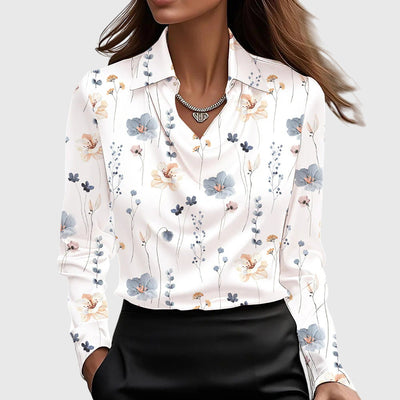 Sylvie | Blouse avec un éclat luxueux et un col plissé