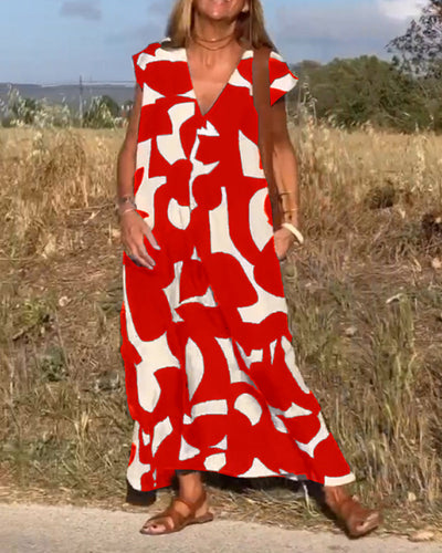 Juliette - Robe maxi col V imprimée et manches papillon