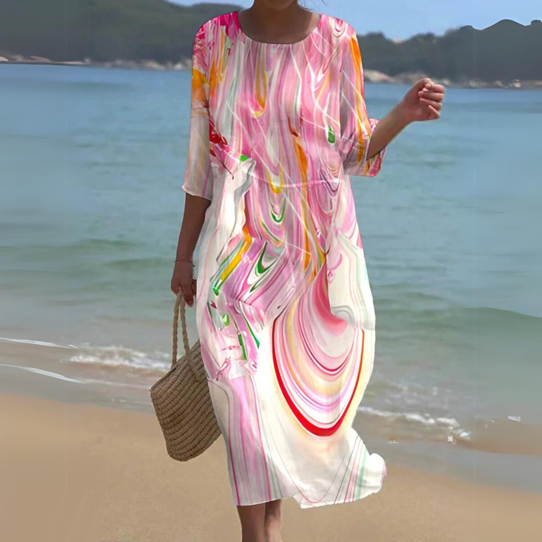 Colette - Robe midi élégante et intemporelle avec ceinture à la taille