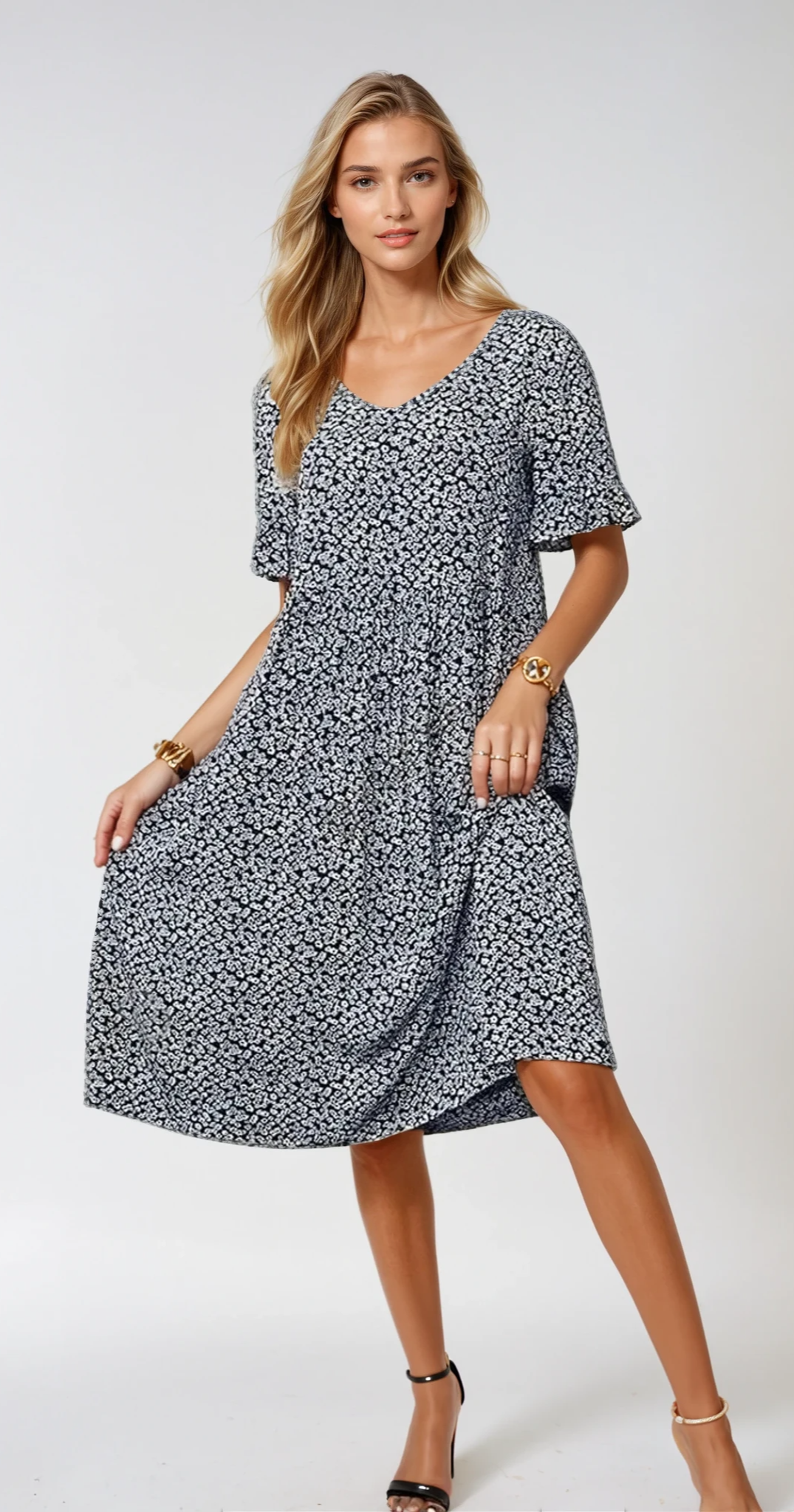 Léa - Robe midi élégante à pois pour toutes les occasions
